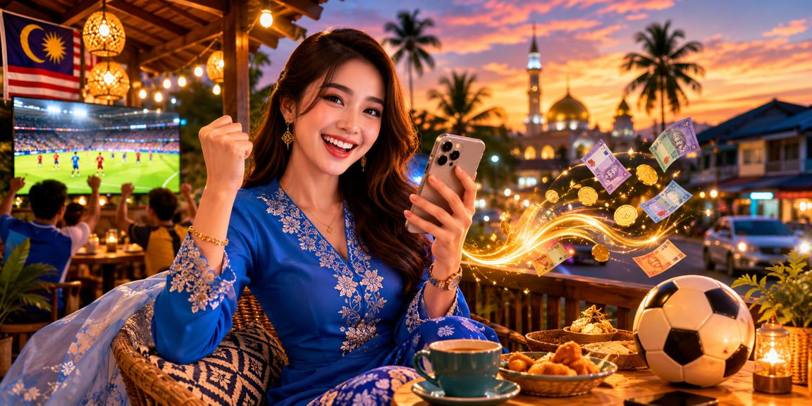 Pengguna Malaysia berpakaian tradisional menikmati platform sukan dalam talian